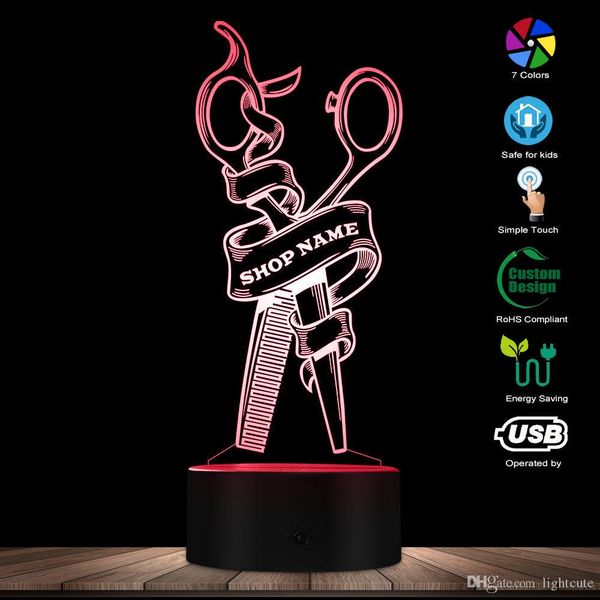 

Волос Стилист Scissor Led Night Lamp заказ Парикмахерская Название Парикмахерская Scissor Дек