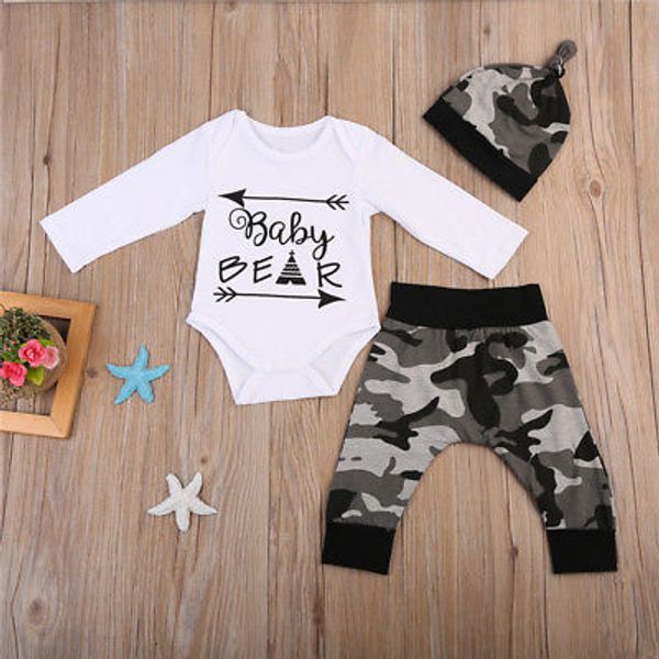 

малыш дети детские мальчики ромпер camo длинные шаровары hat нижнее одежда, White