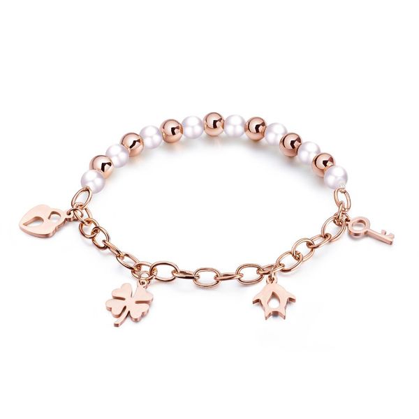 

japanese and korean rose gold bracelet girls simple personality love key girls luxury jewelry gifts, Black