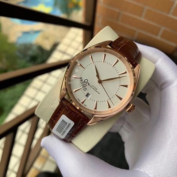 

40mm men's luxury watch sport classic style fully automatic 2813 movement calfskin strap butterfly buckle, Slivery;brown