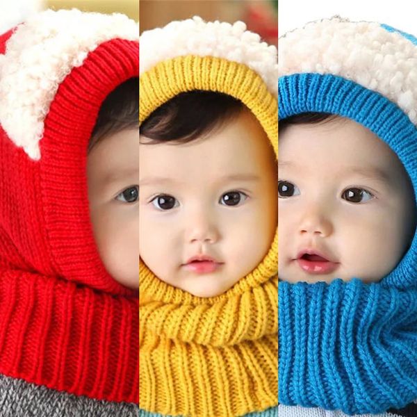 

children's hat season warm 3-year-old boy and warm scarf girl baby 6 children 5 winter 4 western scarf set, Yellow