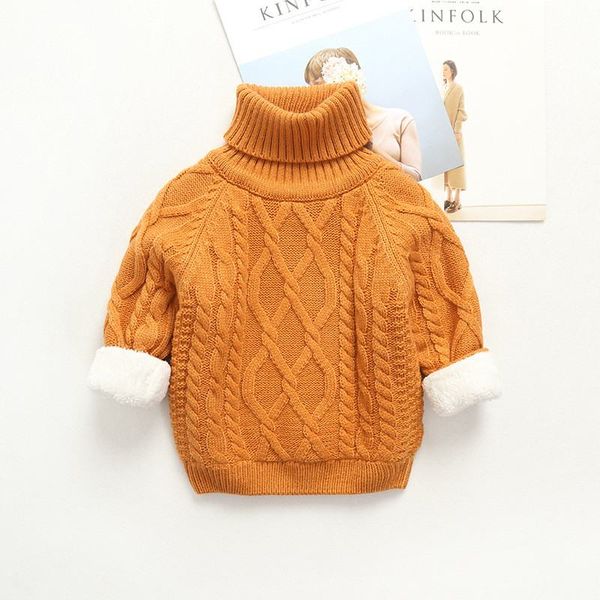 

winter baby boys girls plus velvet thick sweater children knit turtleneck pullovers kids boys girls high collar knitwear q170, Blue