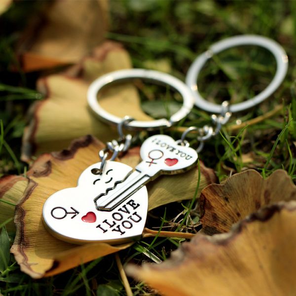 

день брелок пара я тебя люблю письмо брелок сердце key ring серебристые lovers любовь key chain сувениры валентина ювелирные подарки, Silver