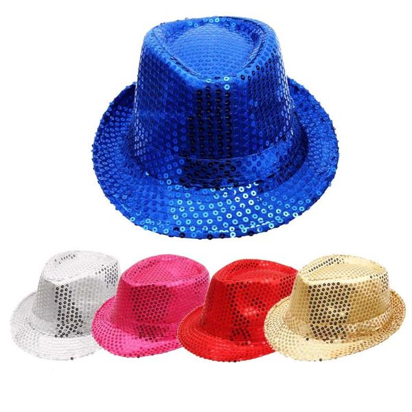 

sequined hat dance stage show magic jazz performances charm fashion simple design solid headwear 2020 dropshipping3q, Blue;gray