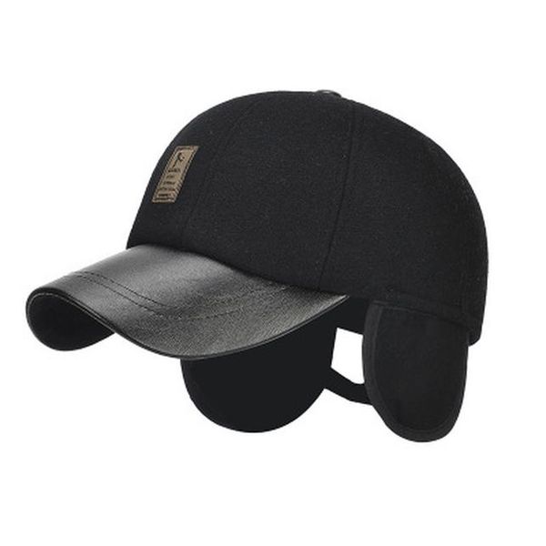 

2020 new autumn and winter hats men's middle-aged and elderly woolen hats winter outdoor earmuffs baseball cap caps warm dad hat siadu, Black;white