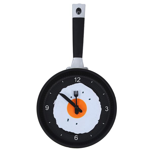 

frying pan clock with fried egg - novelty hanging kitchen cafe wall clock kitchen - green