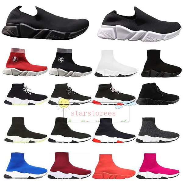 

кроссовки носок обувь париж роскошные knit speed ​​black white red повседневная обувь trainer runner boots дизайнерская обувь, Black