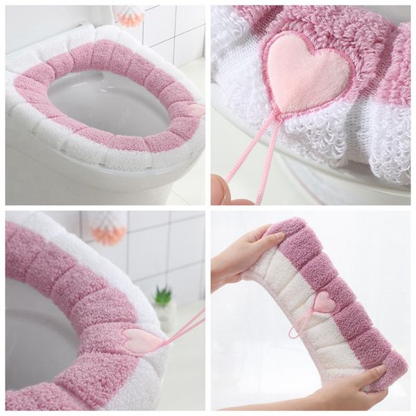 

new winter comfortable soft heated washable toilet seat mat set bathroom accessories interior for home decor closestool mat