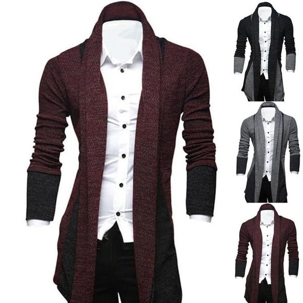 

men's sweaters men patchwork sweater fashion pattern design long sleeve casual lapel male cardigan 2021, White;black
