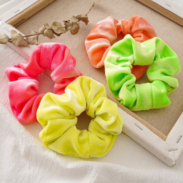 

autumn and winter velvet fluorescence color large intestine ring released circle three-state accessories europe and america wome, Brown