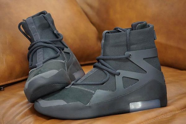 

new fear of god 1 triple black men basketball designer shoes sneaker ar4237-005 fog 1 shoot around off noir mens designer trainer with box, White;red