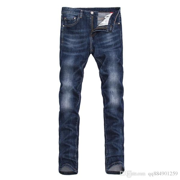 

mens casual джинсы 2019 новая весна тонкий ножки jeans hip hop dark blue hip hop bee вышивки stretch тощий дизайнерские штаны размер 30-38