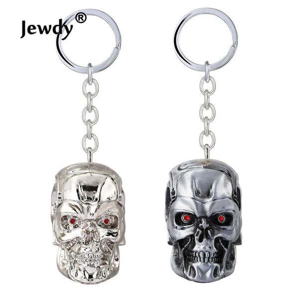 

3 color movie terminator skull shape mechanical 3d bright silver plated metal keychain chaveiro keyring men gift for cars