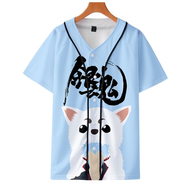 

2019 gintama 3d print summer baseball shirts fashion short sleeve casual streetwear clothes cosplay, White;black