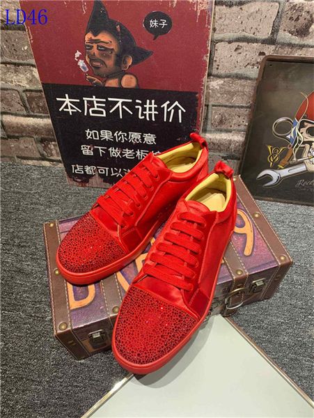 

a35 new luxury bottom red bottoms studded spikes brand mens casual shoes men women party lover sports sneakers, Black