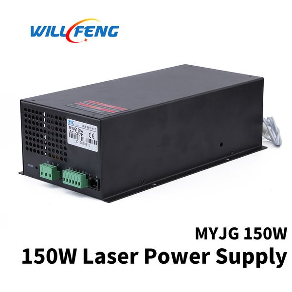 Fan Fan MyJG150W Fonte de alimentação a laser CO2 com caixa de metal preto para gravar máquina de corte e tubo de vidro