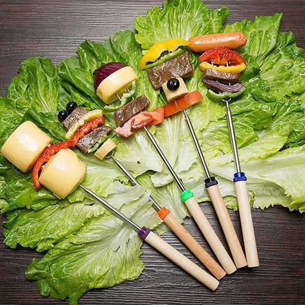 2020 Roasting Sticks Extendable Forks Bbq Fork 32 Inch Telescoping