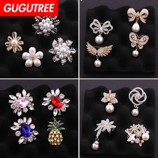 

gugutree brooch breastpin pearl flower buttlefly bowknot patches badges applique patches for clothing hh-75, Black