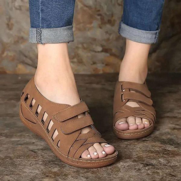 

summer women sandals 2020 new woman soft bottom wedges shoes women platform sandals ladies peep toe hollow out wedges shoes#5.30, Black