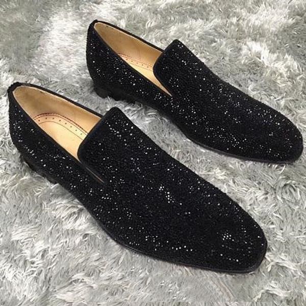 

new 2019 designer sneakers red bottom shoe low cut suede spike luxury shoes for men and women shoes party wedding crystal leather sneakers, Black