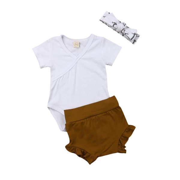 3PCS Cute Newborn Baby Girl Outfits Clothes Tops Romper+Tutu Shorts Pants Set