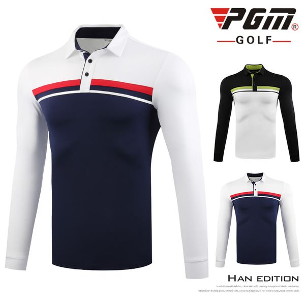 

pgm men's sportswear long-sleeved golf shirts quick dry spring autumn t shirt muscle golf table tennis apparel m-xxl, Black;blue