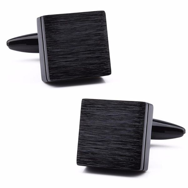

men's metal wire-drawing cufflinks quality brass material gunblack color fashion square cuff links wholesale & retail, Silver;golden