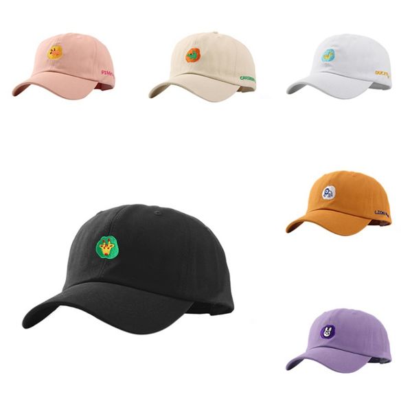 

spring and summer new baseball caps solid color casual hip-hop hats, cartoon embroidered peaked caps, couple outdoor peaked caps, Blue;gray