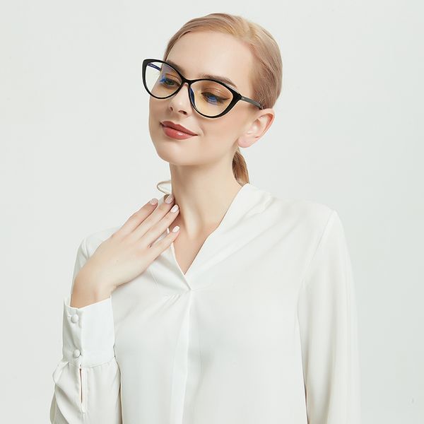 

blue light protective glasses women big small size glasses myopia cat eye sunglasses computer prescription customized, White;black