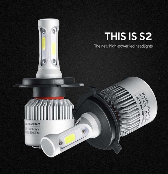 

s2 auto car headlights led headlamp h4 h11 h7 h13 9004 9005 9006 8000lm headlight with retail package
