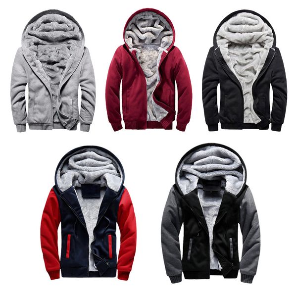 

new hoodies jacket winter men casual thicken fleece popular hip hop skateboard hooded sweatshirts pullover man coat eu size, White;black