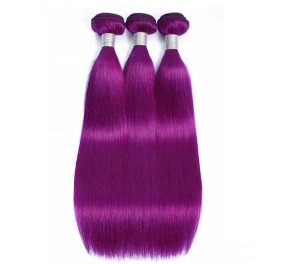 trama do cabelo remy indiano extensões de cabelo humano máquina dúvida tecelagem reta tecer cor roxa 100g / pc