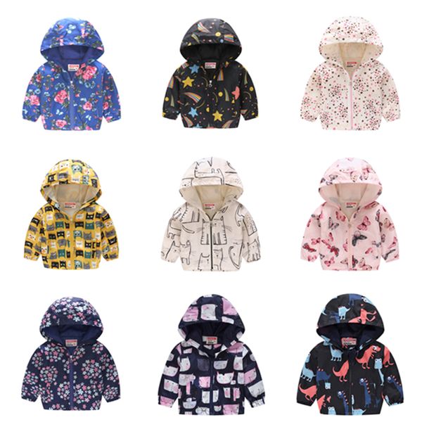 

children summer thin printed jacket spring long sleeved cartoon thin hooded 2-6y boy girl cute zipper shirt windbreaker le417, Blue;gray
