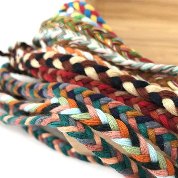 

new 10 yards 3 strands braided rope cap rope flat decorative cords waist hair clothing accessories material, Black;white