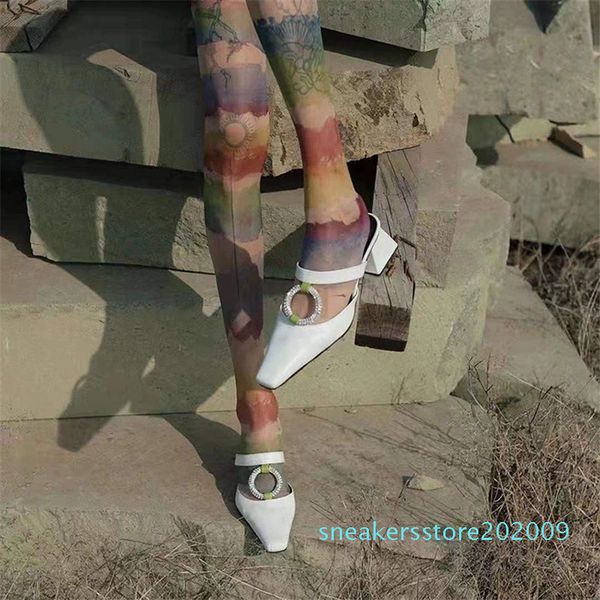 

fashion runway women sandals shoes square head rhinestone buckle toe cap slippers women bling silver lady high heel sandals s09, Black