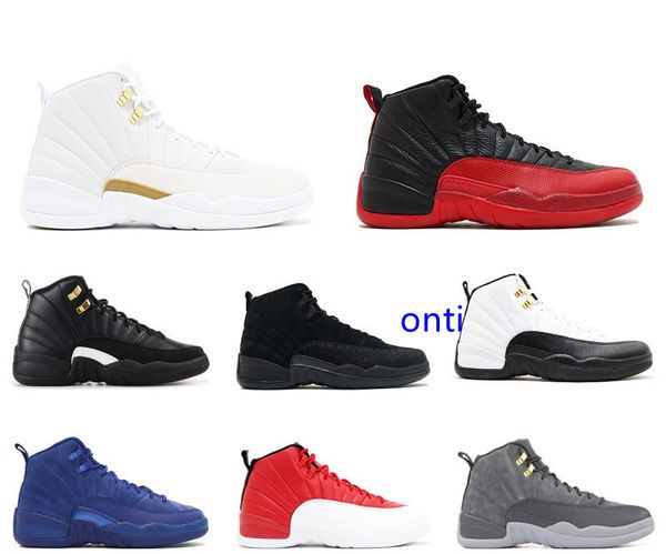 

with mens and womens basketball shoes sneakers 12s xii flu game royal taxi french blue for men sports shoes high cut, Black