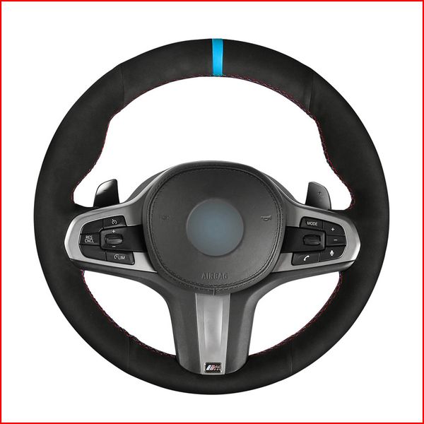 

black suede hand sew steering wheel cover for bmw m sport g30 g31 g32 g20 g21 g14 g15 g16 x3 g01 x4 g02 x5 g05 accessories