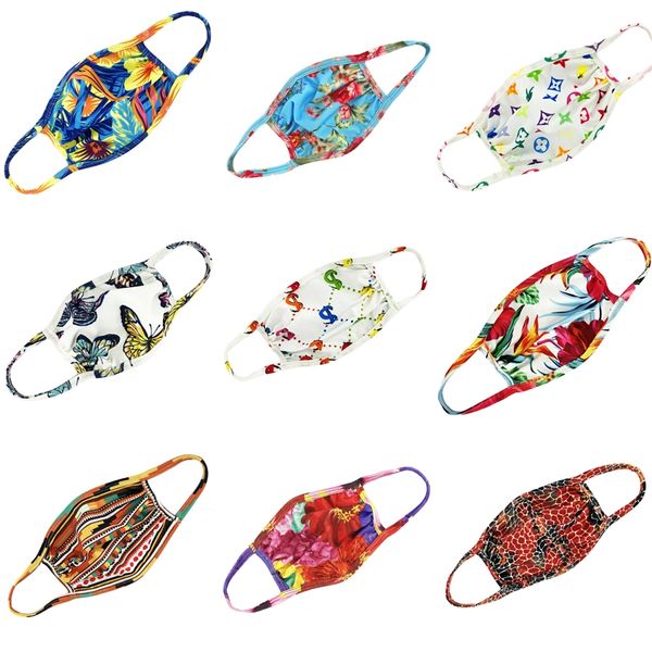

2020 in stock fast ship kids and face masks with breathing valve 3-layer fashion designer printed mask dustproof earloop #, Black