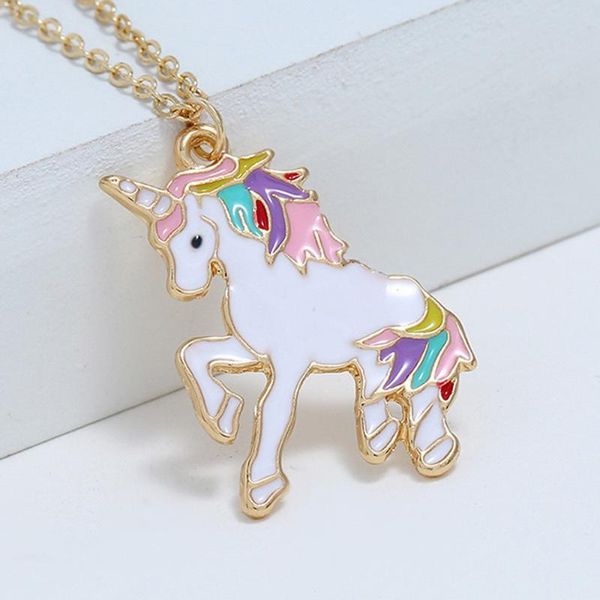 

животное красочные unicorn ожерелье оптовая зодиак золото длинные цепи свитер цепи мультфильм дети девушки день рождения подарок, Silver