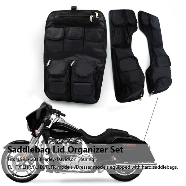 

motorcycle black hard saddlemen saddlebag tour pak lid organizer internal bag set for touring models 1993-2013 12 11 10