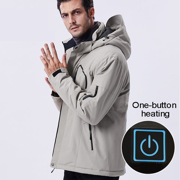 

men women winter usb infrared heating jacket couple thermal warm waterproof windproof outdoor skiing camping hiking coats, Blue;black
