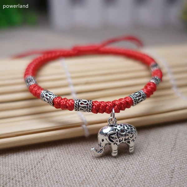 

real 925 sterling silver lucky elephant red bracelet for women bangle wax string amulet friendship gift handmade jewelry t7190615, Black