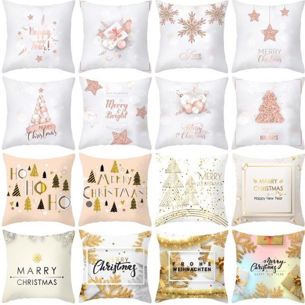 

christmas cushion covers snowflake merry christmas decoration white pillowcases santa claus polyester throw pillow case cover
