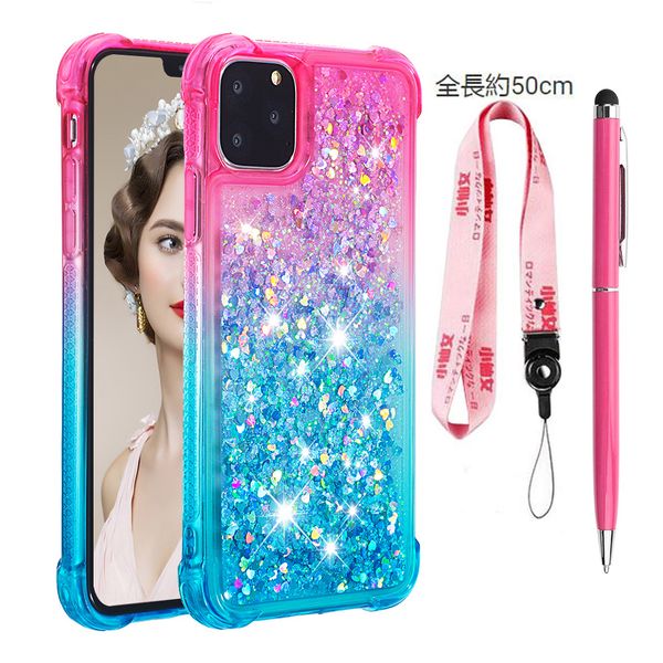 

iphone case for women & girls, glitter liquid quicksand heart clear soft tpu case rhinestone bumper cover
