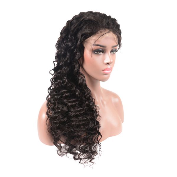 

lace front human hairs wigs for black women pre plucked remy brazilian wig human hair water wave, Black;brown
