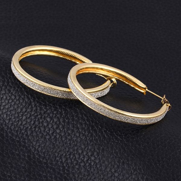 

e483.fashionable women nightclub exaggerated gold silver frosted ring earrings