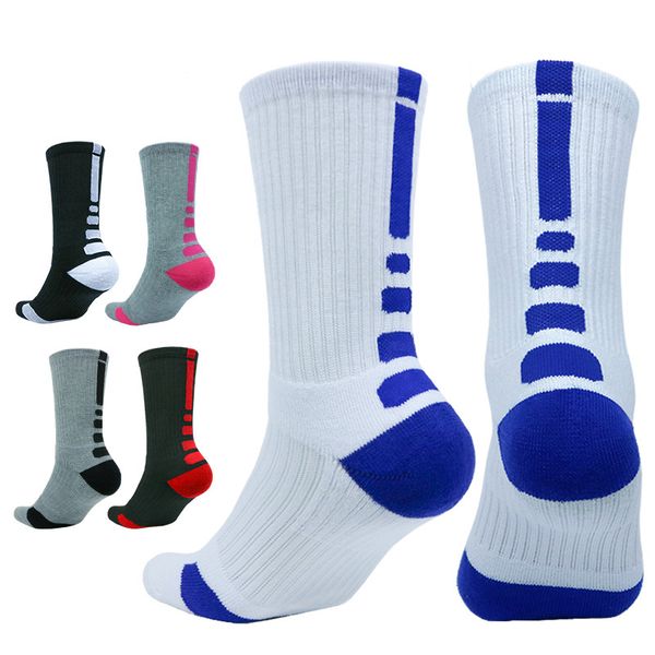 

new men elite cycling socks men running basketball football socks cotton towel bottom men's compression, Black