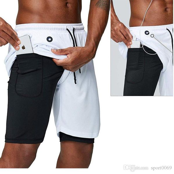 

новые мужские шорты для бега 2 в 1 карманы безопасности шорты для отдыха быстросохнущие встроенные карманы летняя музыка спортивные пятиточе, White;black