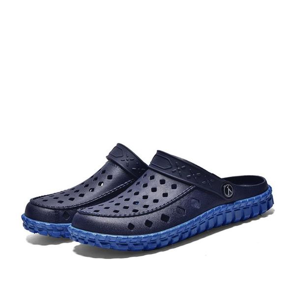 

summer leisure mens flats beach shoes sea non-slip breathable hole shoe slippers non-leather casual lightweight shoes crocse, Black