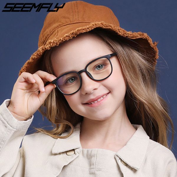 

iboode anti blue light kids glasses boys girls child optical frame transparent anti glare computer prescription eyeglasses uv400, Black